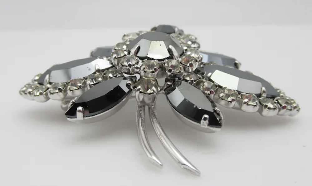 Dazzling Sherman Hematite and Crystal Brooch and … - image 6