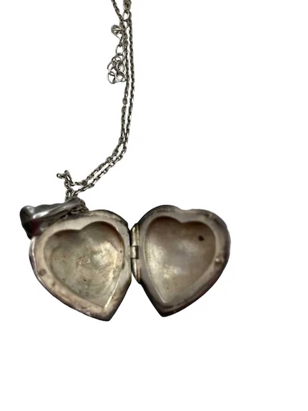 Italian Sterling Silver Hand Chased Heart Locket … - image 10