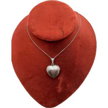 Italian Sterling Silver Hand Chased Heart Locket … - image 1