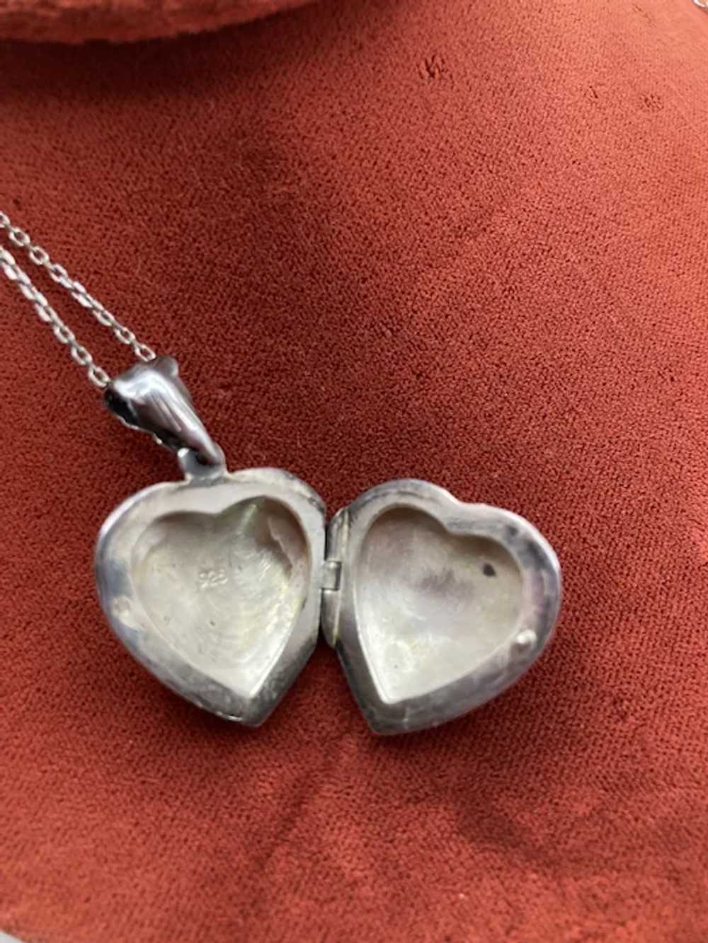 Italian Sterling Silver Hand Chased Heart Locket … - image 8