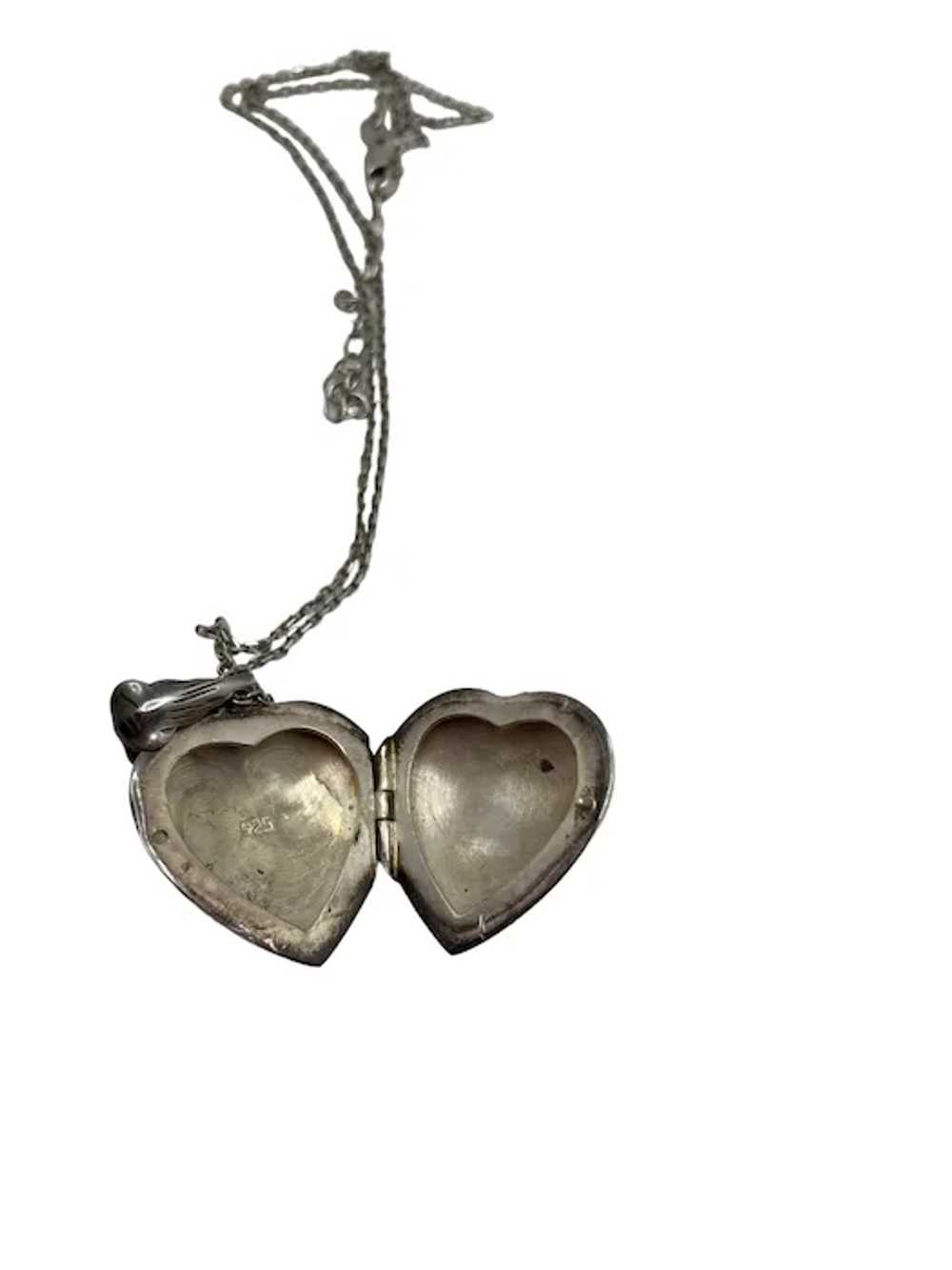 Italian Sterling Silver Hand Chased Heart Locket … - image 9