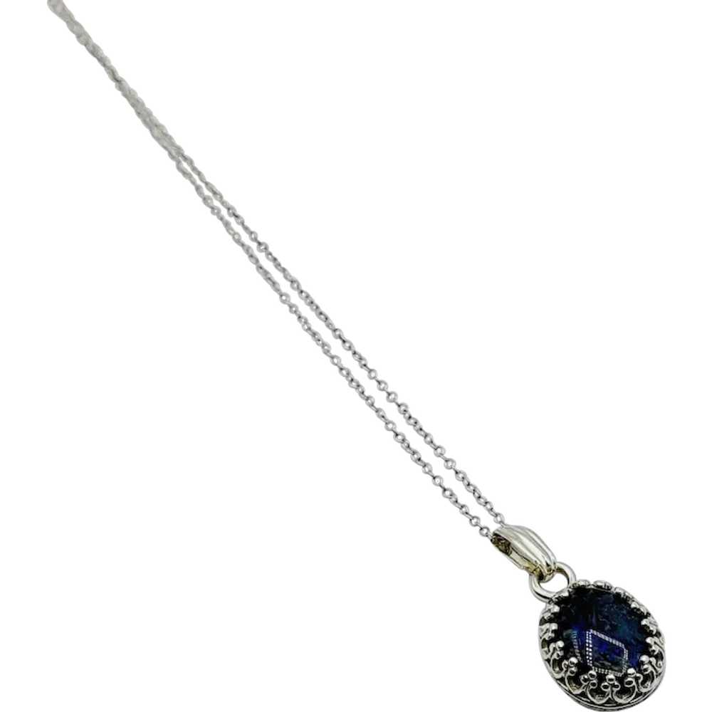 Sterling Australian Black Opal Pendant Necklace - image 3