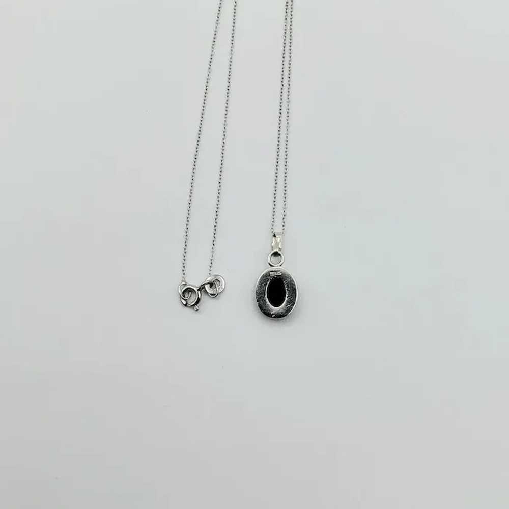 Sterling Australian Black Opal Pendant Necklace - image 4