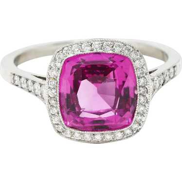 Contemporary 3.60 CTW Pink Sapphire Diamond Platin