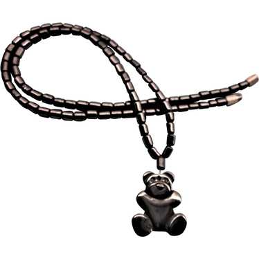 Hemotite Necklace With Teddy Bear Pendant - image 1