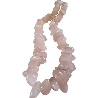 Rose Quartz Ruff Polish Necklace with Sterling Sil