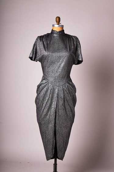 Vintage 1980s Bodycon Metallic Wiggle Dress