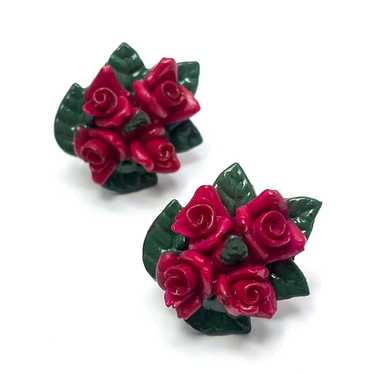 Vintage Vintage Japan Plastic Flower Earrings - image 1