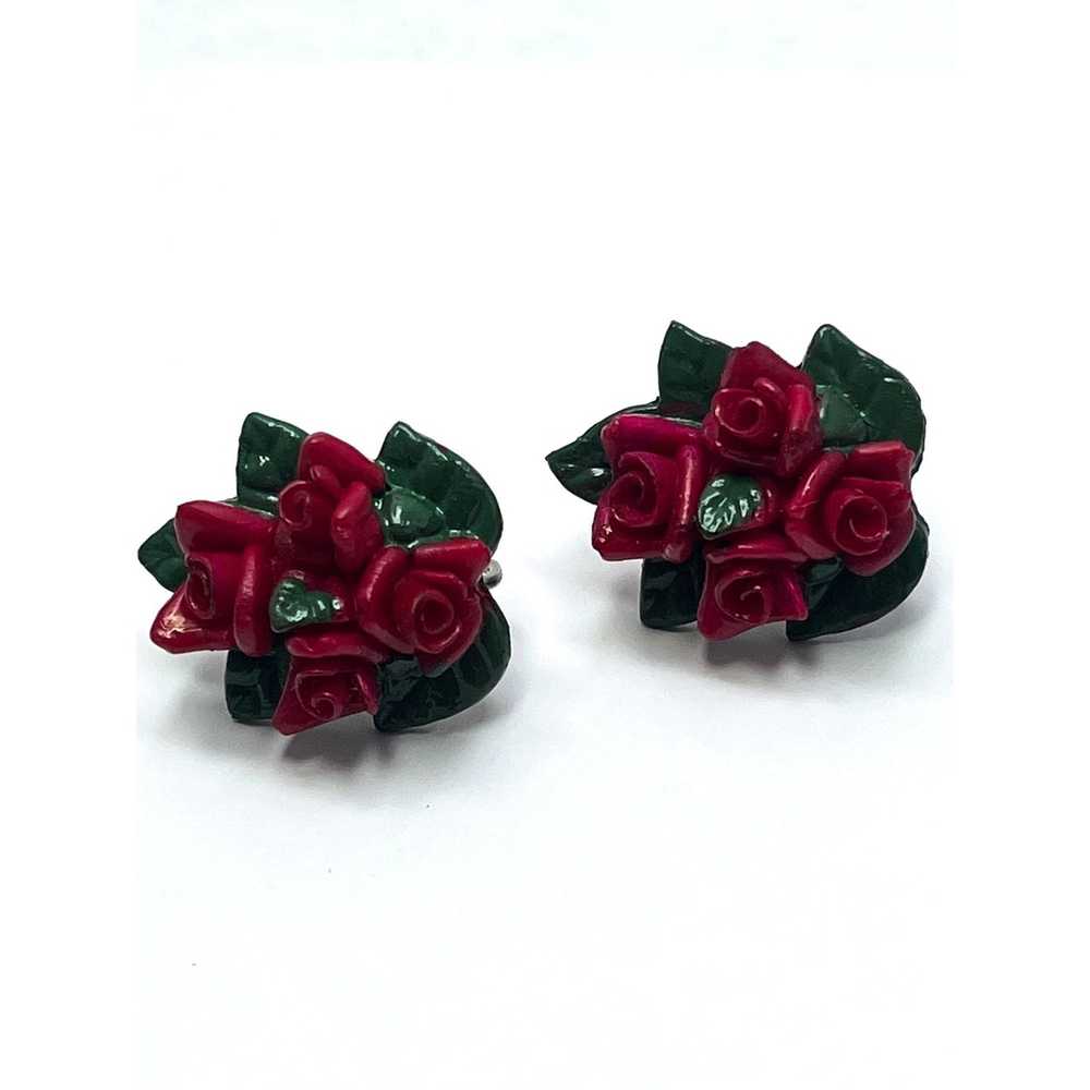 Vintage Vintage Japan Plastic Flower Earrings - image 2