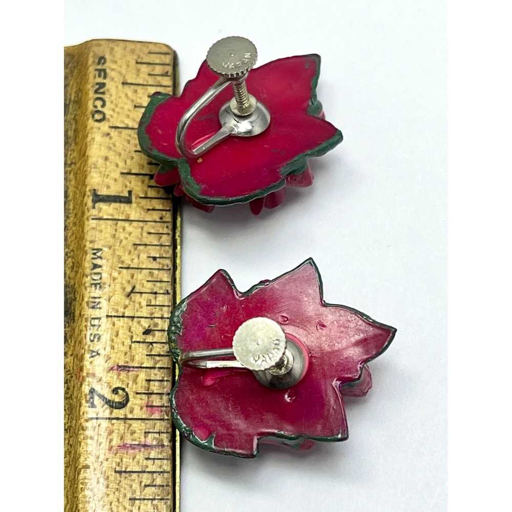 Vintage Vintage Japan Plastic Flower Earrings - image 4