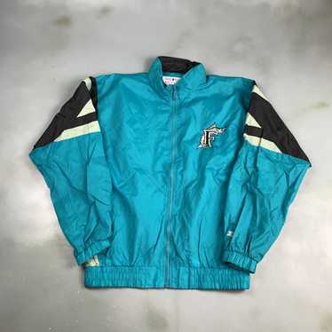 AVAILABLE NOW IN STORE- Florida Marlins Pin Stripe Big Logo Windbreaker -  Teal Size Large / $65