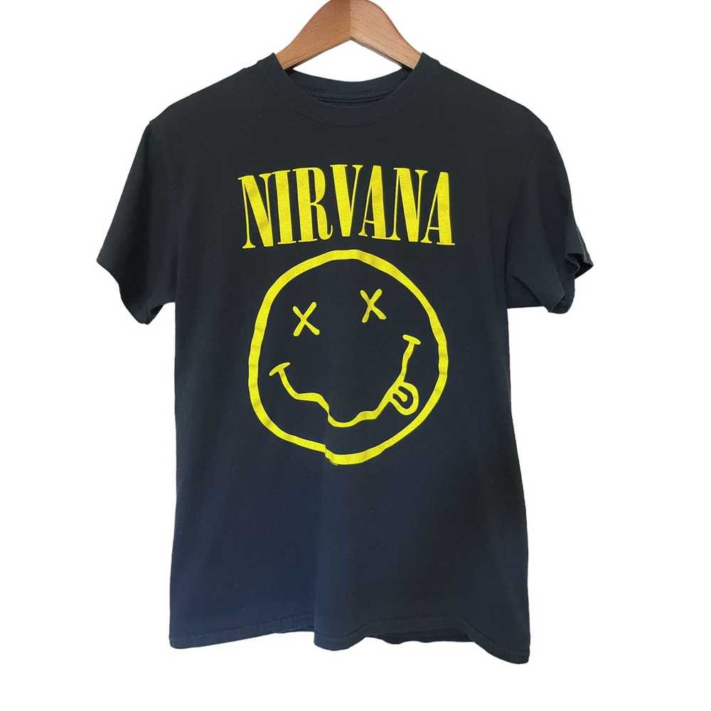 Nirvana T-Shirt Nirvana Graphic Print Smiley Face… - image 1