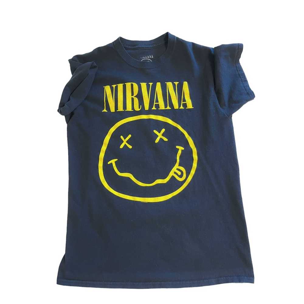 Nirvana T-Shirt Nirvana Graphic Print Smiley Face… - image 2