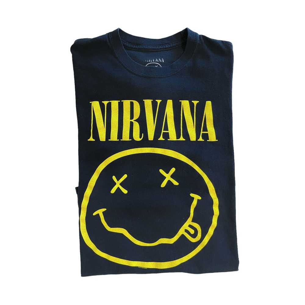Nirvana T-Shirt Nirvana Graphic Print Smiley Face… - image 5