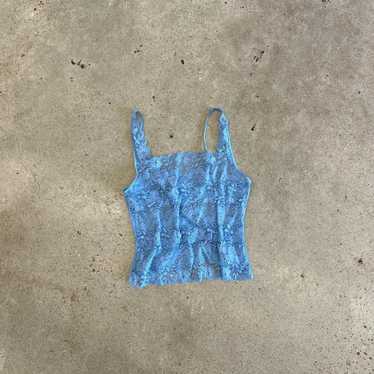 Vintage Baby Blue Sheer Lace Cami - image 1