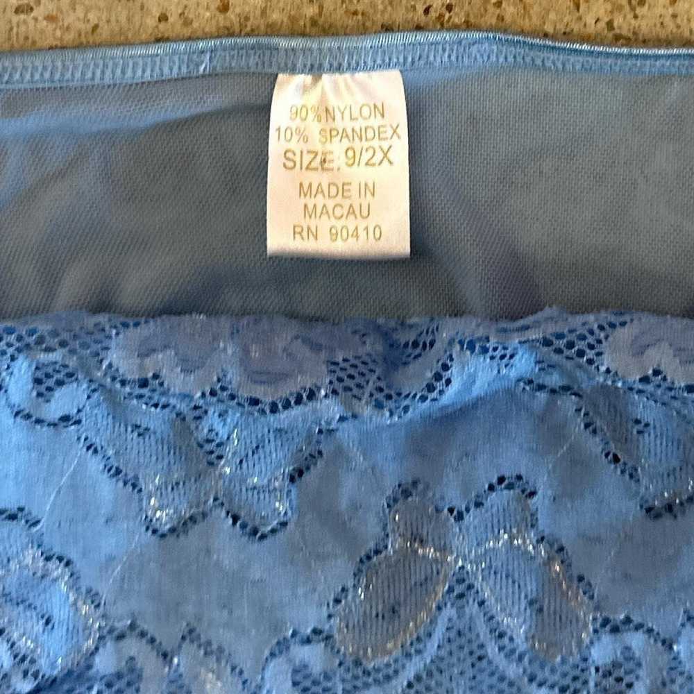 Vintage Baby Blue Sheer Lace Cami - image 3