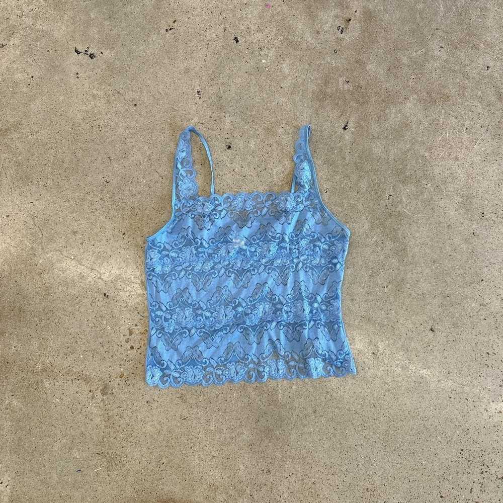 Vintage Baby Blue Sheer Lace Cami - image 4