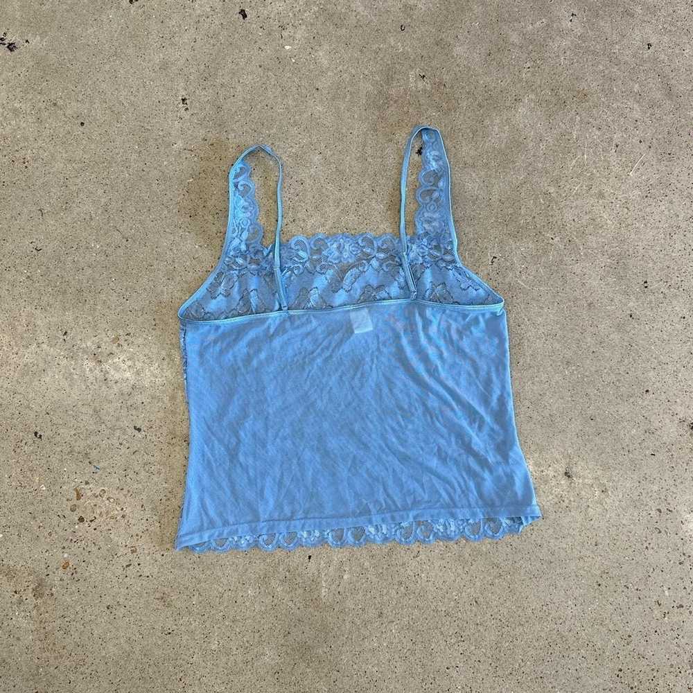 Vintage Baby Blue Sheer Lace Cami - image 5