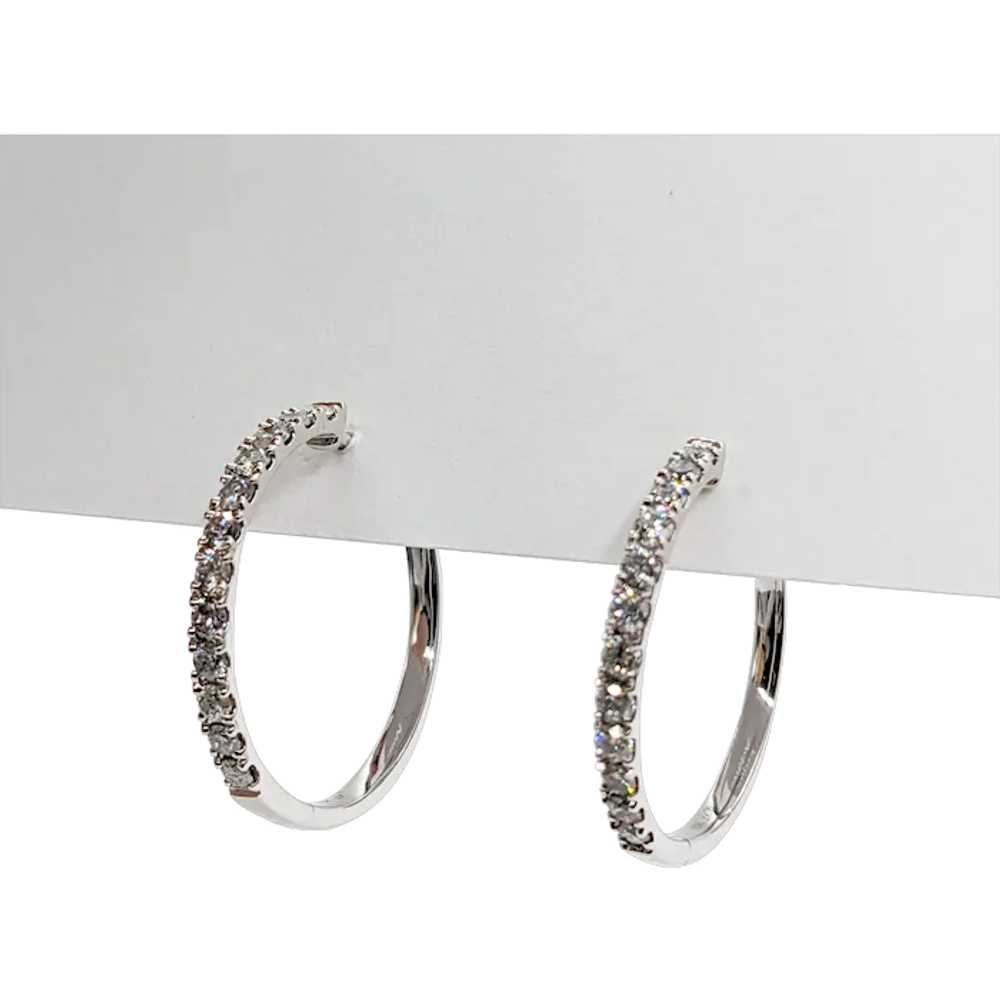 Classic 1.00ctw Round Diamond Hoop Earrings - image 1