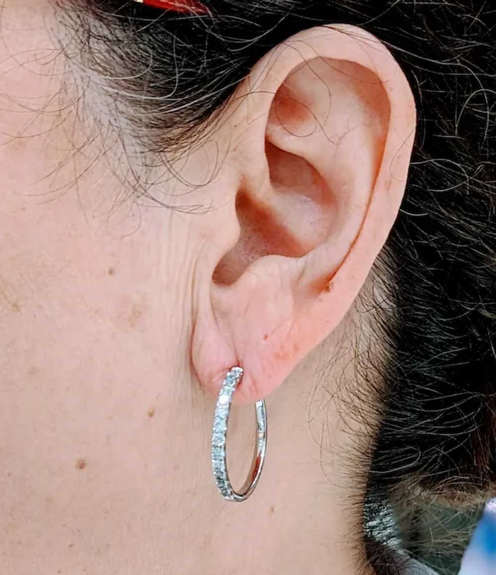 Classic 1.00ctw Round Diamond Hoop Earrings - image 3