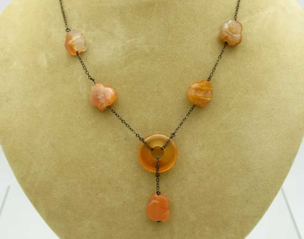 1920s Carved Carnelian Bead Necklace - image 3