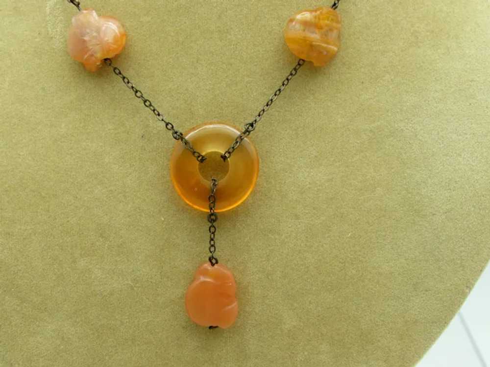 1920s Carved Carnelian Bead Necklace - image 4