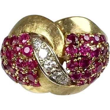 Stunning Vintage14K Gold Diamonds Rubies Cocktail… - image 1