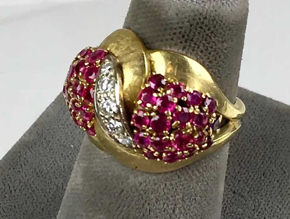 Stunning Vintage14K Gold Diamonds Rubies Cocktail… - image 2