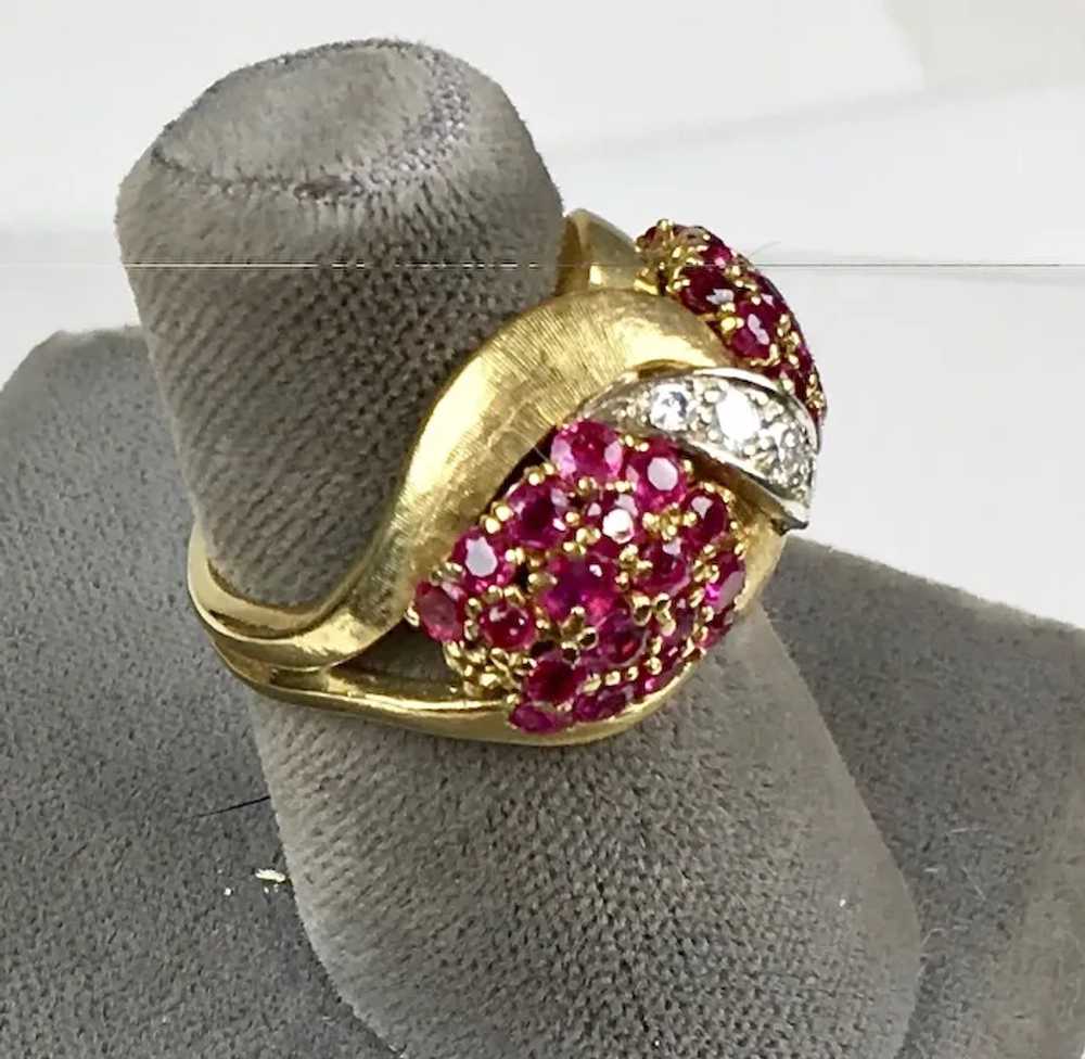 Stunning Vintage14K Gold Diamonds Rubies Cocktail… - image 3