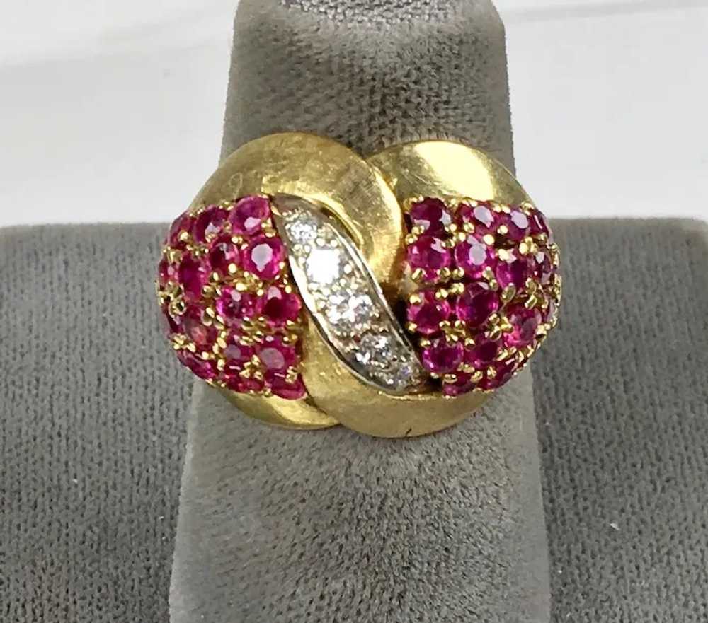 Stunning Vintage14K Gold Diamonds Rubies Cocktail… - image 4