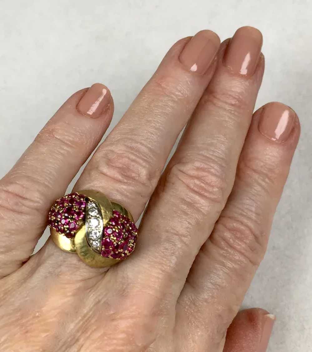 Stunning Vintage14K Gold Diamonds Rubies Cocktail… - image 8
