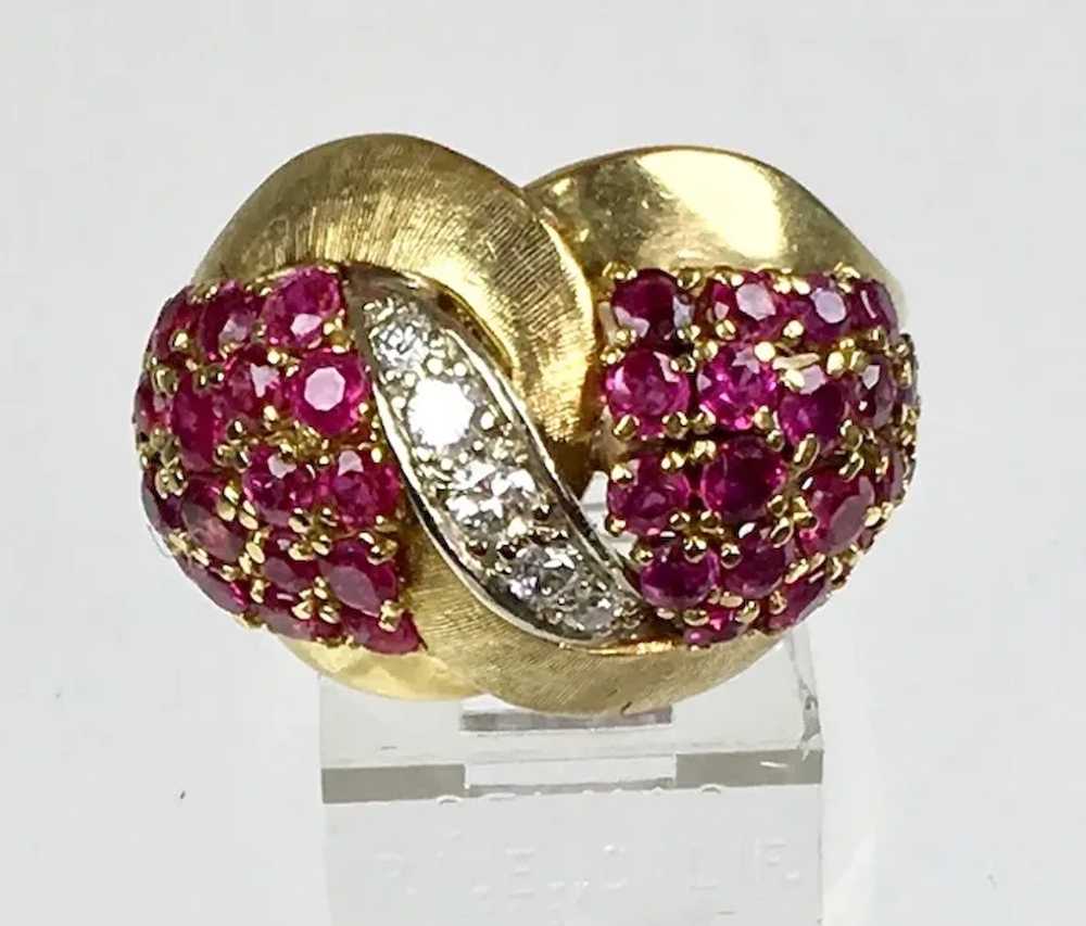 Stunning Vintage14K Gold Diamonds Rubies Cocktail… - image 9