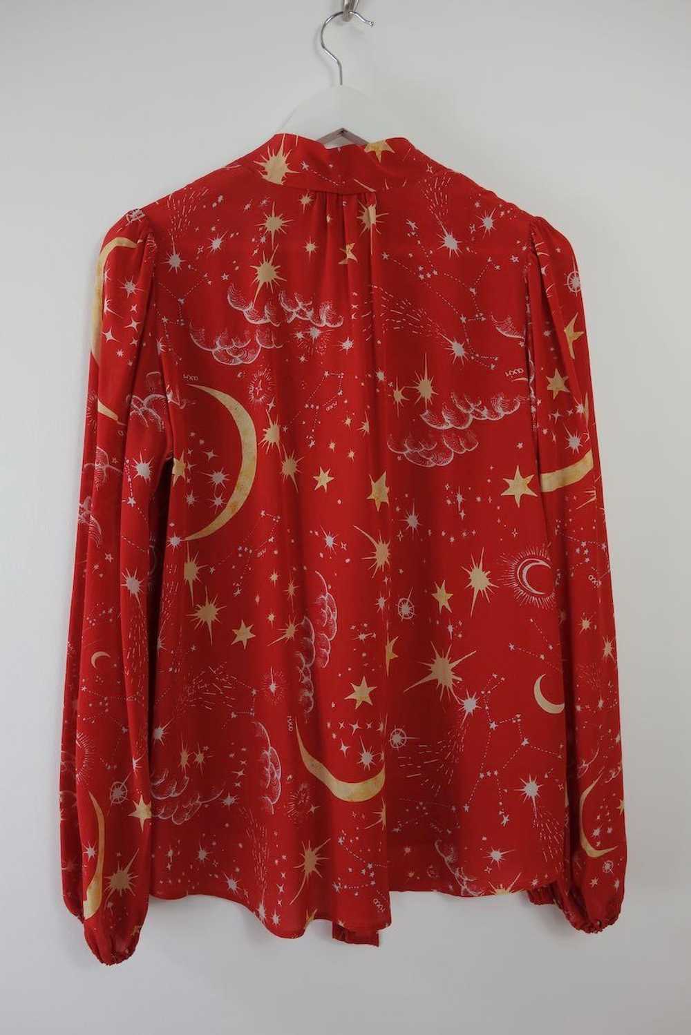 Rixo Red Silk Moss Printed Blouse - image 3