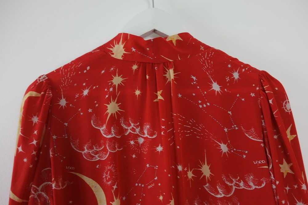 Rixo Red Silk Moss Printed Blouse - image 6