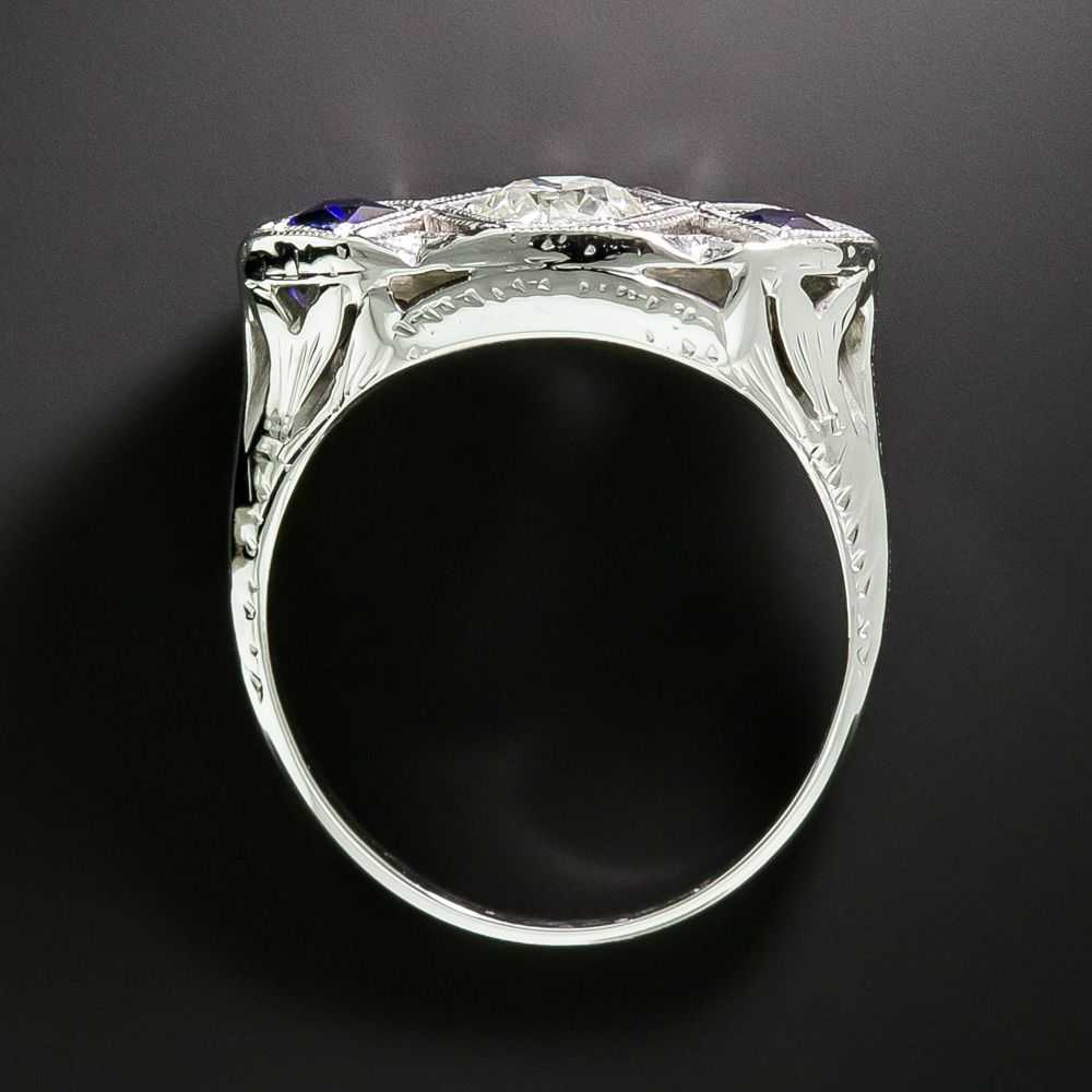 Art Deco Diamond and Sapphire* Three-Stone Ring - image 3