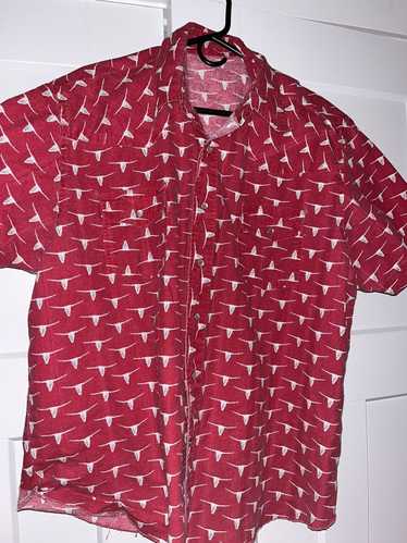 Vintage Vintage Longhorn Pearl Snap Red Button Up - image 1