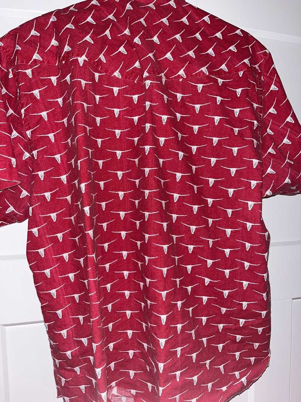 Vintage Vintage Longhorn Pearl Snap Red Button Up - image 2