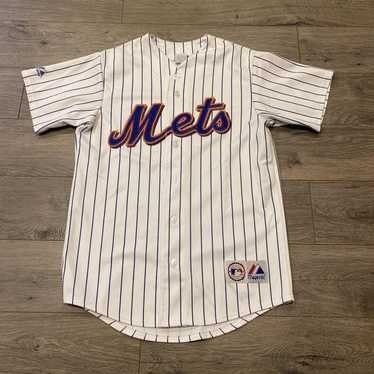 VTG METS MAJESTIC MLB LONG SLEEVE JERSEY 90s W/TAGS "EMBROIDERED LOGO  & PATCH"