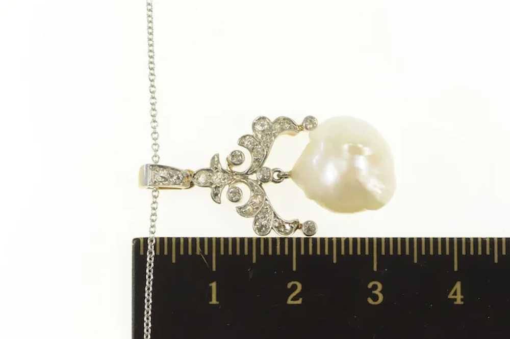 14K Victorian Pearl Ornate Diamond Statement Neck… - image 4