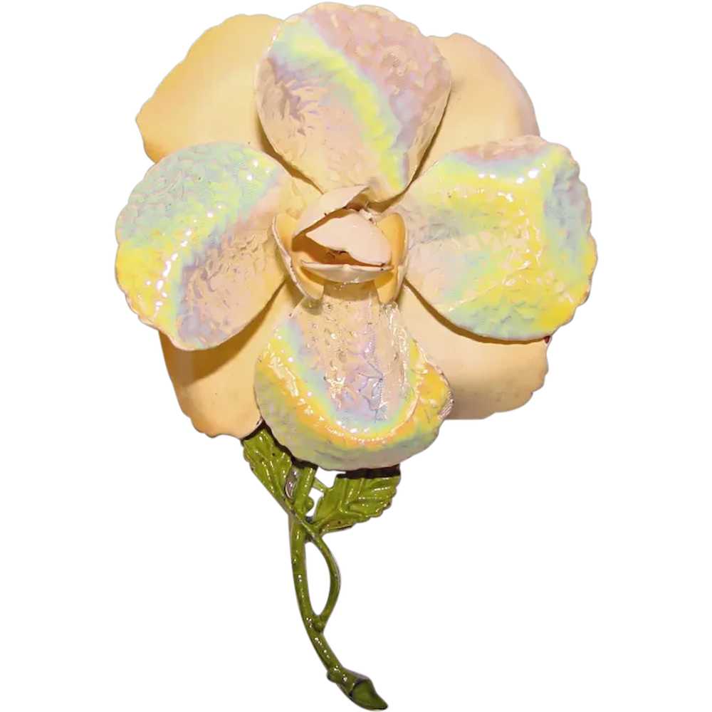 Gorgeous 1960s Flower Power Opalescent Flower Ena… - image 1