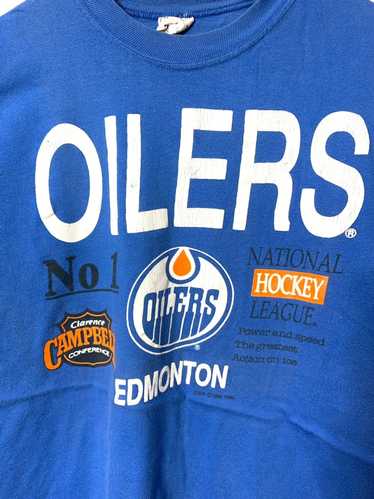 VTG Edmonton Oilers Starter LS Shirt Blue Men XL D4