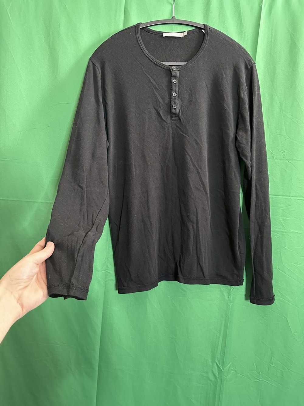 Vince VINCE black knit henley long sleeve shirt - image 6