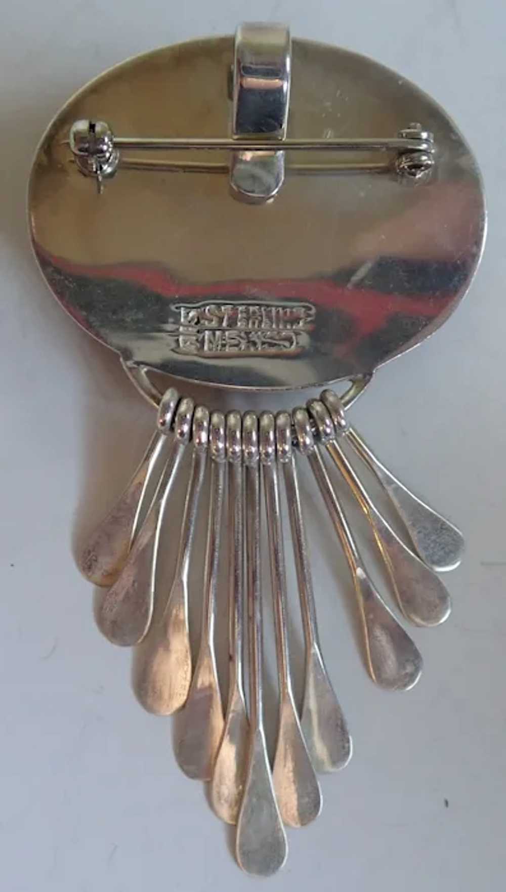 *Mexico ASI Sterling Carnelian Brooch Pin Pendant - image 5