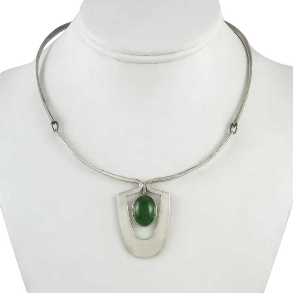 Mid Century Modernist 10ct Peridot and Sterling S… - image 1