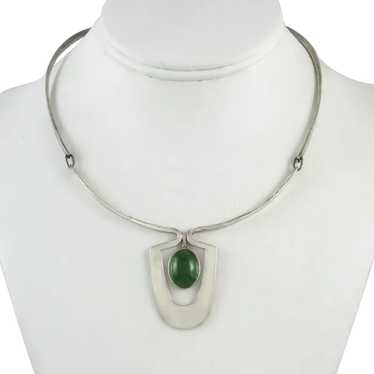 Mid Century Modernist 10ct Peridot and Sterling S… - image 1