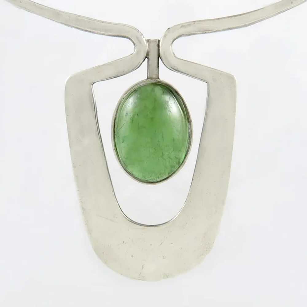 Mid Century Modernist 10ct Peridot and Sterling S… - image 3