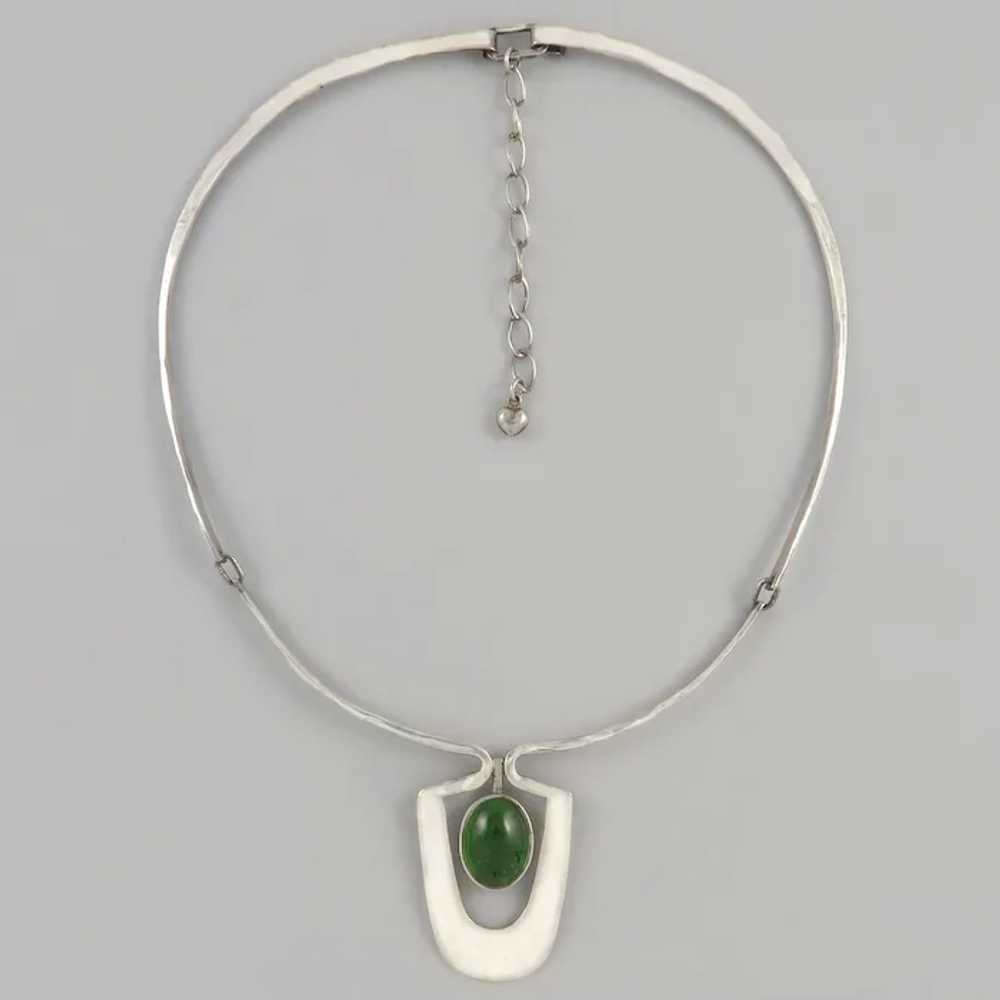 Mid Century Modernist 10ct Peridot and Sterling S… - image 4
