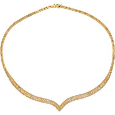 Alluring Herringbone Necklace in 14k Tri-Color Gol