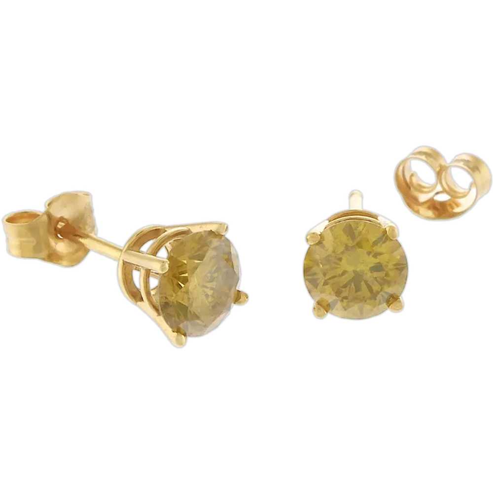 Sweet Champagne Diamond Studs in 14k Yellow Gold - image 1