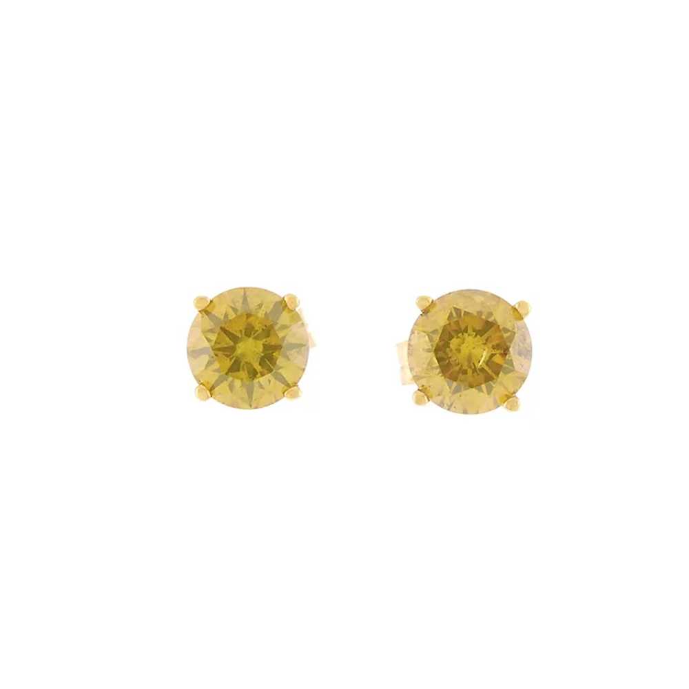 Sweet Champagne Diamond Studs in 14k Yellow Gold - image 2